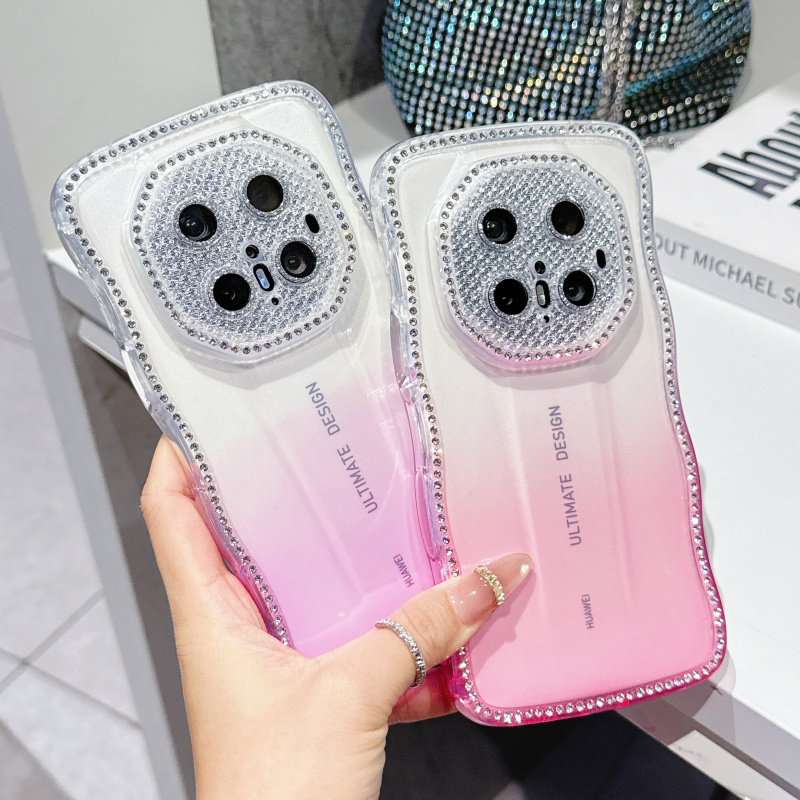 华为Mate70渐变波浪边带钻保护套