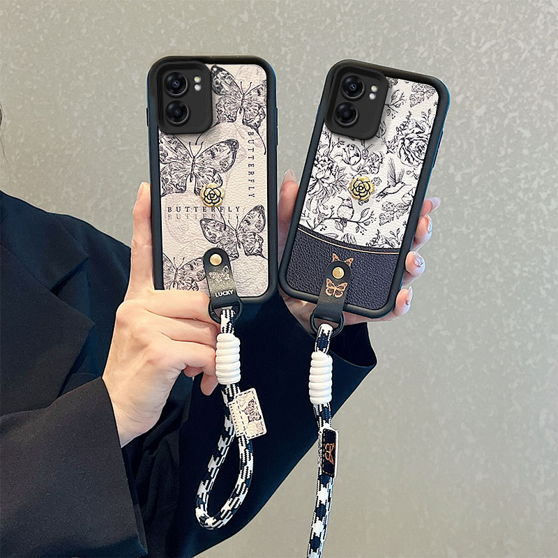 山茶花适用OPPO A57 5G手机壳卡通可爱女opop a57 5g秋冬小羊皮纹0ppoa57潮女时尚学生oppi a57 5g日韩蝴蝶