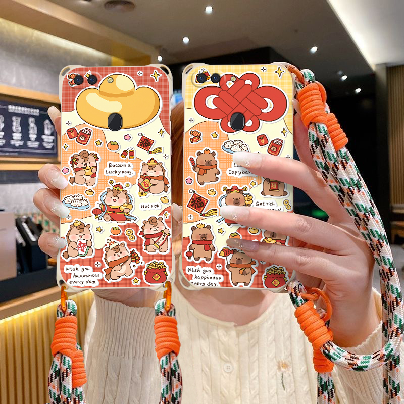 卡通斜跨硅胶手绳防摔手机壳