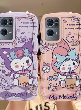 适用OPPOReno7手机壳女生卡通简约opopreno7pro时尚简约0pporeno7个性软硅胶oppi ren07保护套ins风波浪reni7
