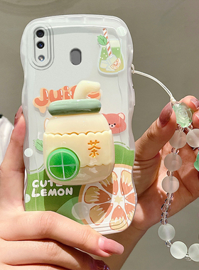 适用三星A30手机壳时尚女生A205F小清新可爱少女galaxy a20保护套ins日韩高颜值SM-A305F柠檬茶支架samsung