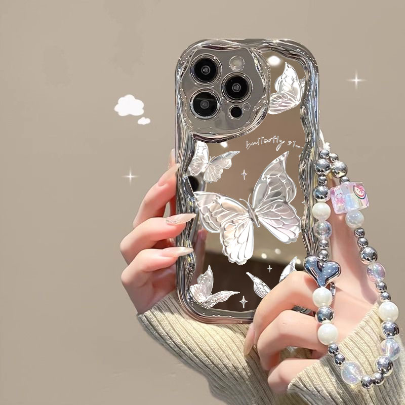 oppo真我小香风银色蝴蝶手机壳