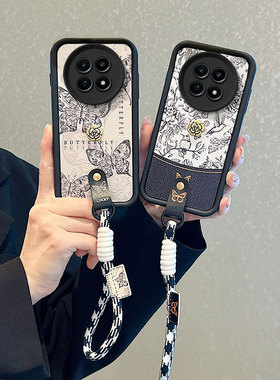 山茶花适用realme真我12手机壳卡通少女relame12x时尚学生Narzo70X秋冬小羊皮纹reamle12x保护套新款蝴蝶硅胶