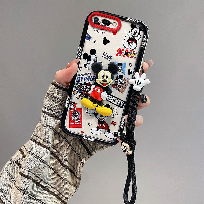 适用苹果7手机壳米奇iphone7Plus日韩男女ip8叮当iphome8Plus卡通可爱女立体公仔pg7pius保护套硅胶手绳