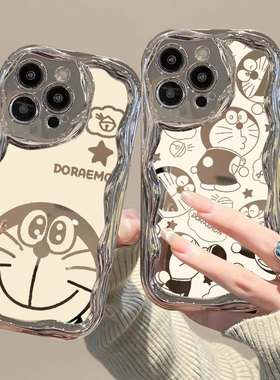 电镀银情侣哆啦A梦适用OPPO R17手机壳realme gt5pro保护套v11个性搞怪k10x保护套opo reno10卡通可爱女r15潮