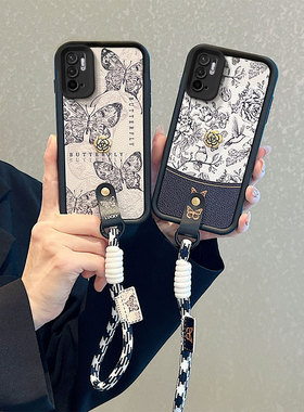 山茶花适用红米Note11SE手机壳卡通可爱女Note10T 复古皮纹redmi Note10 5G保护套秋冬潮女nite11se个性时尚