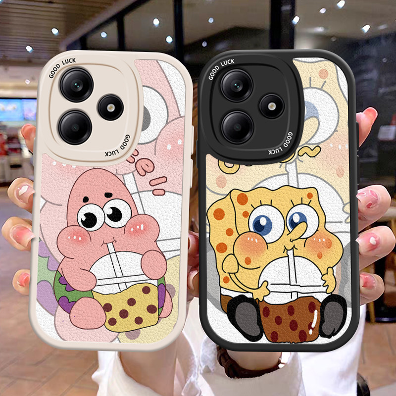 适用红米Note14Pro5G手机壳情侣11t海绵宝宝nt11全包note12男女13pro防摔卡通皮纹软边趣味可爱壳