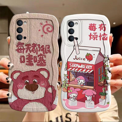 适用于OPPO Reno4手机壳可爱甜美少女opop reno4pro保护套0ppo reno4se日韩草莓熊新款reni4por搞怪文字ren04