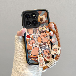 适用荣耀X6B手机壳卡皮巴拉男女honor x6b皮纹煤球情侣卡通。荣要x6b可爱女xb6日韩搞怪。容耀x6b保护套时尚