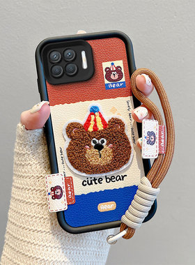 适用OPPOReno4F手机壳刺绣皮纹opo男女时尚Reno4Lite保护套情侣卡通oppi reon4f可爱女0ppo reno4lite日韩潮