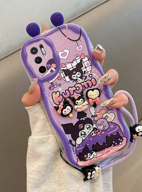 库洛米立体耳朵适用红米Note10 5G手机壳海绵宝宝Note10T 5G派大星公仔奶油纹软边趣味可爱壳