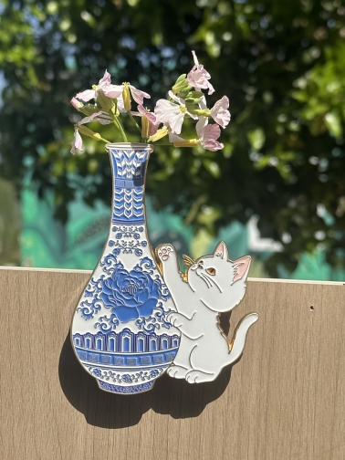 糗糗磁吸青花瓷花瓶冰箱贴（可插花）