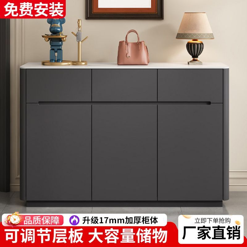 实木圆弧岩板鞋柜家用入户门