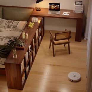 转角书桌书架书柜一体家用学习办公桌半包围床边柜卧室L型电脑桌