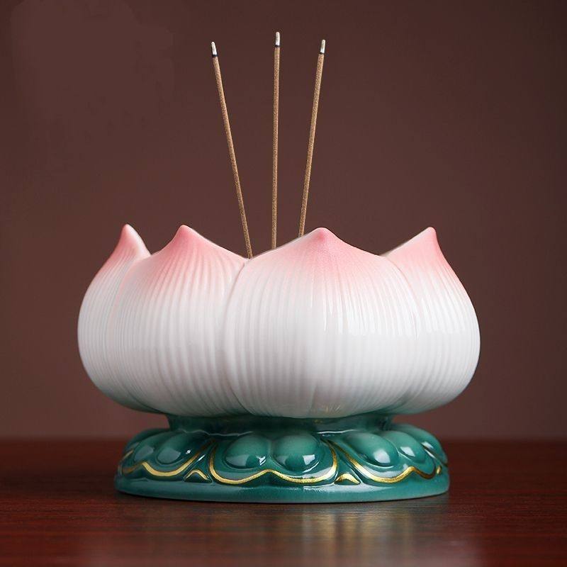 莲花香炉敬神家用供佛陶瓷线香