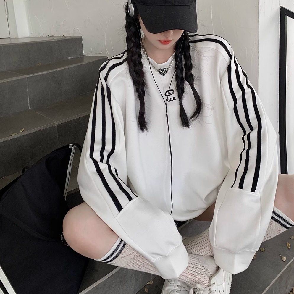 小白了兔~大码女装美式复古运动卫衣/绒衫
