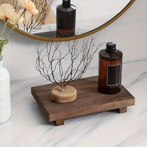 1Pc Wooden Bathroom Tray Pedestal Stand Bathroom Decor Decor