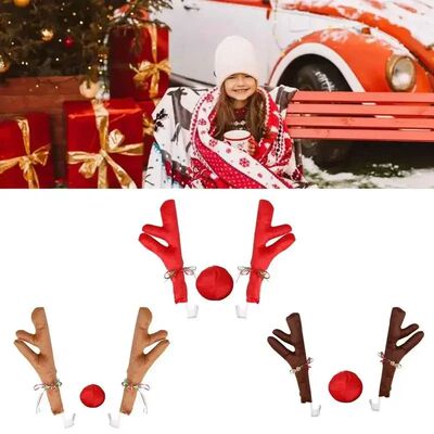 Reindeer Decoration Elk Antler Car Vehicle Nose Horn Costume