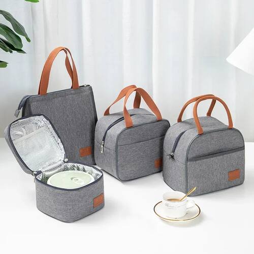 Fashion Portable Gray Tote Insulation Lunch Bag for Office W