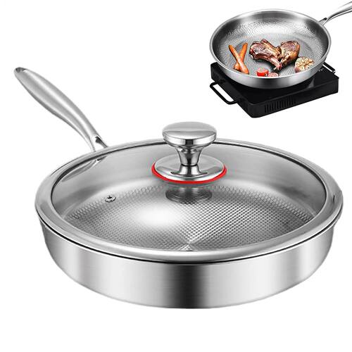 Titanium Frying Pan with Glass Lid Non-stick Even-Heating Sk