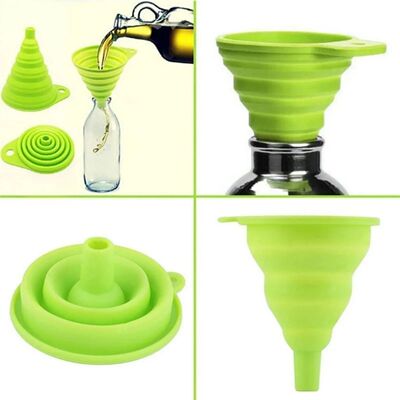 1pc Mini Silicone Foldable Collapsible Funnel, Kitchen Hoppe