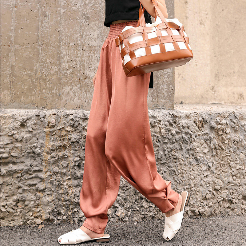阔腿哈伦裤女夏2020新款宽松显瘦束脚萝卜裤休闲裤子薄款高腰长裤
