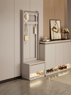 极简入户门换鞋凳轻奢高级感意式窄玄关鞋柜坐凳一体穿鞋凳挂衣架