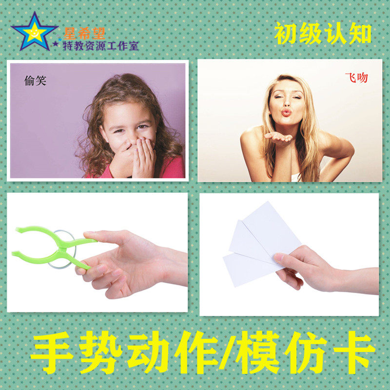0-7岁幼儿园宝宝手势动作手部模仿视觉学习自闭症儿童康复训练卡