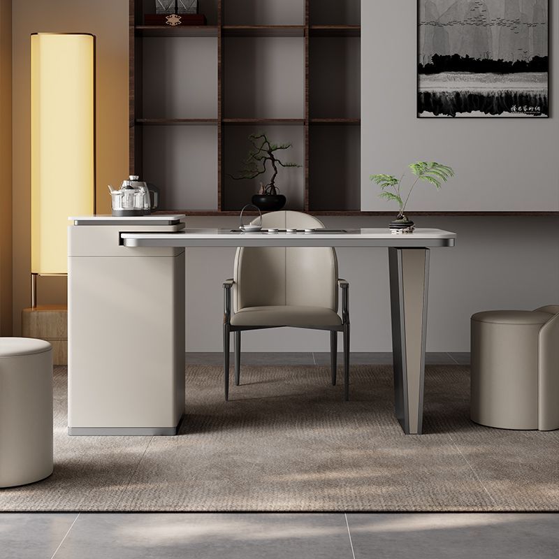 岩板茶桌椅组合办公室轻奢茶台现代家用小茶桌阳台茶几烧水壶一体