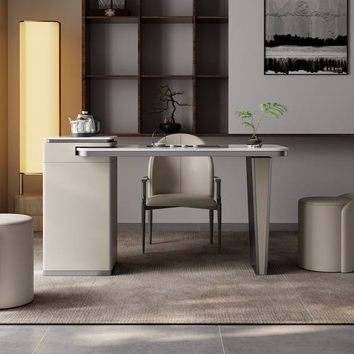 岩板茶桌椅组合办公室轻奢茶台现代家用小茶桌阳台茶几烧水壶一体