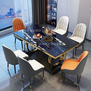 新品 极简现代简约长方形饭桌子北欧大理石餐桌椅 轻奢岩板餐桌意式