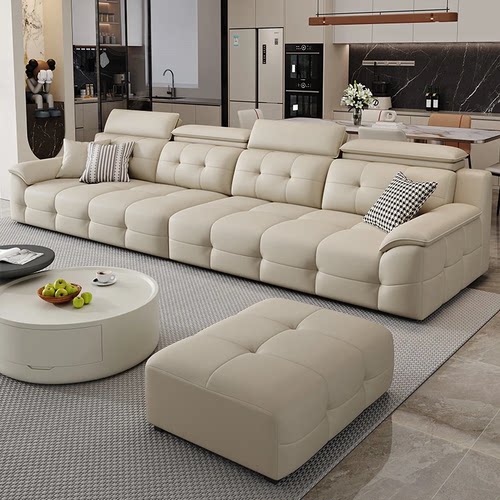 意式极简劳伦斯真皮沙发2025新款高靠背直排小户型客厅奶油风沙发