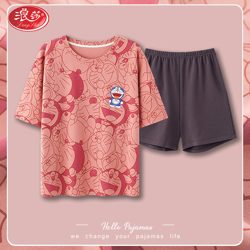 浪莎睡衣女夏季纯棉2022新款短袖短裤夏天薄款休闲卡通家居服套装_女士内衣_男士内衣_家居服