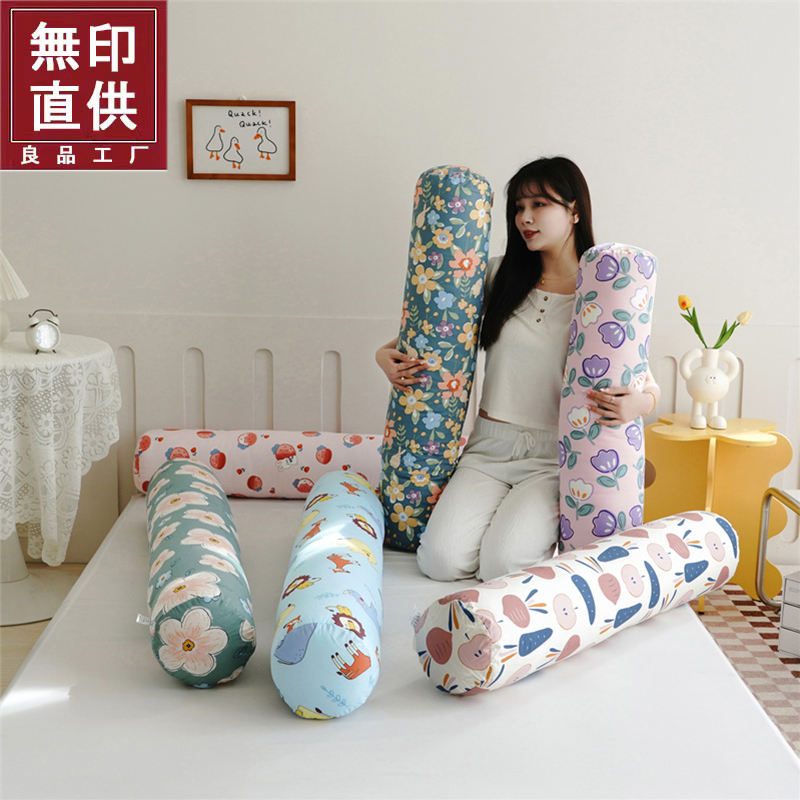 简约日式本原圆柱枕水洗棉纯棉