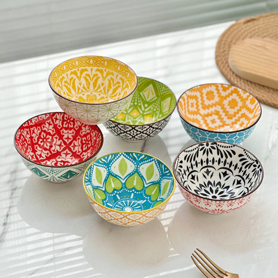 陶瓷釉下彩米饭碗波西米亚送礼碗碟套装餐具家用特别好看高颜值碗
