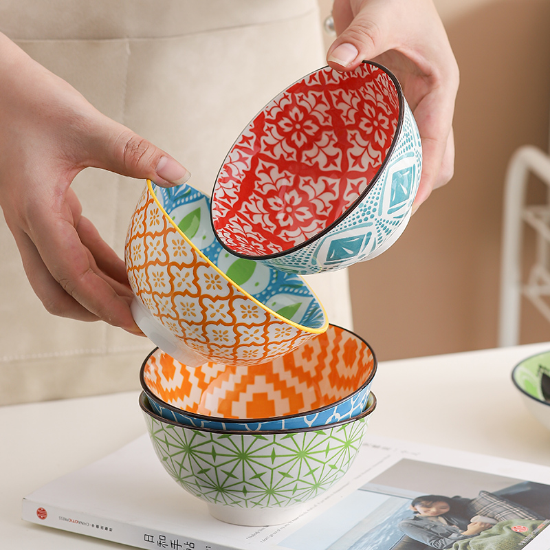 米饭碗沙拉碗家用2022新款创意陶瓷釉下彩波西米亚创意个性高颜值