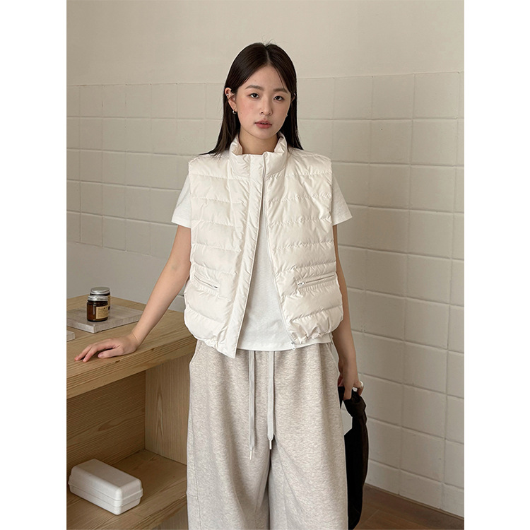 日系设计师topwhit 小个子简约轻薄保暖百搭羽绒马甲女冬季新款