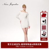 短裙 NanaJacqueline露背一字肩连衣裙针织弹力长袖 张元 英同款