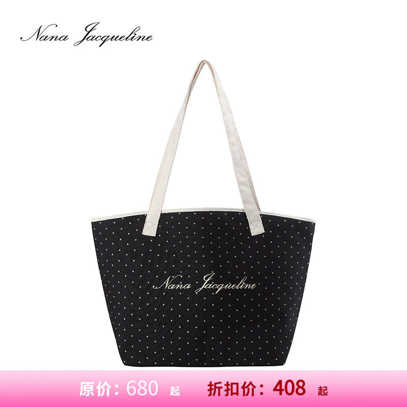 [甄选6折]NanaJacqueline单肩手提包女大容量百搭波点印花沙滩包,箱包皮具/热销女包/男包,托特包,淘宝优惠券,粉丝福利购,淘宝优惠卷