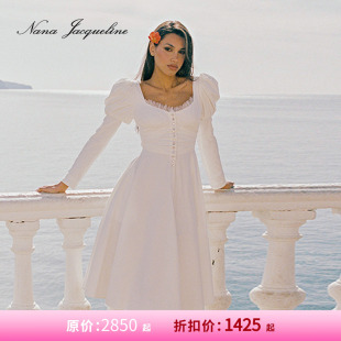 收腰蕾丝长袖 NanaJacqueline水晶扣泡泡袖 衬衣连衣裙女 甄选5折