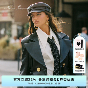 外套衬衫 新款 NanaJacqueline收腰皮衣女春季 复古轻奢 明星同款
