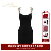 NanaJacqueline渐变金属环肩带连衣裙女新款 明星同款 弹力短裙