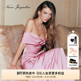 NanaJacqueline重工礼服一字肩蝴蝶结连衣裙 亢奋LEXI同款