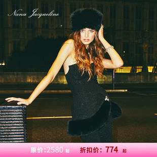 NanaJacqueline抹胸镂空钻饰毛毛拼接上衣女内搭短裙型 甄选3折