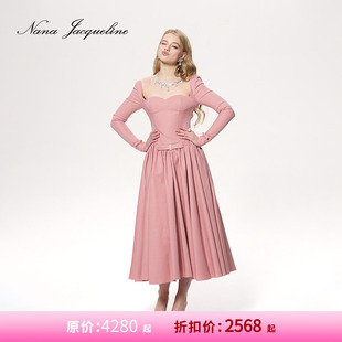 连衣裙高弹竹节纹礼服裙 NanaJacqueline重工蝴蝶结长袖 甄选6折