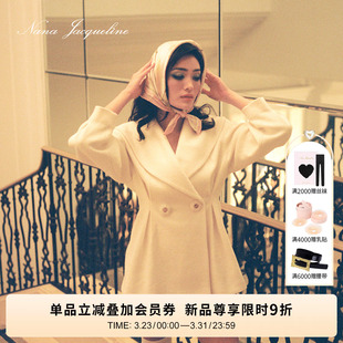 外套羊毛天丝毛线绕扣大衣 蝴蝶结收腰薄款 NanaJacqueline春季 新款