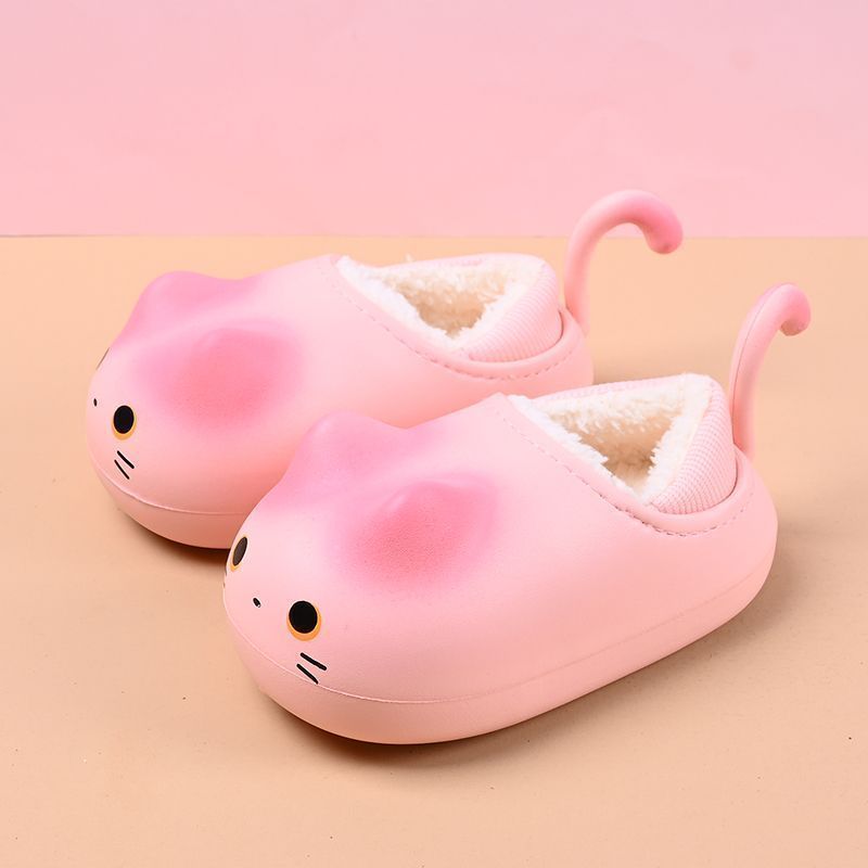可爱小猫儿童棉拖鞋女秋