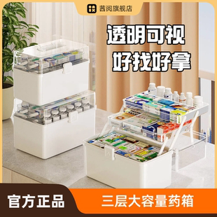 大容量家用药品整理分层医疗箱急救药物分类 透明药箱收纳盒家庭装