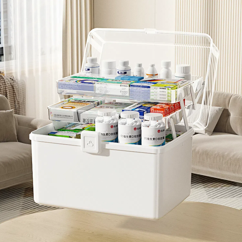 医药箱收纳盒家庭装便携药品分装盒药物急救箱家用大号药盒收纳箱