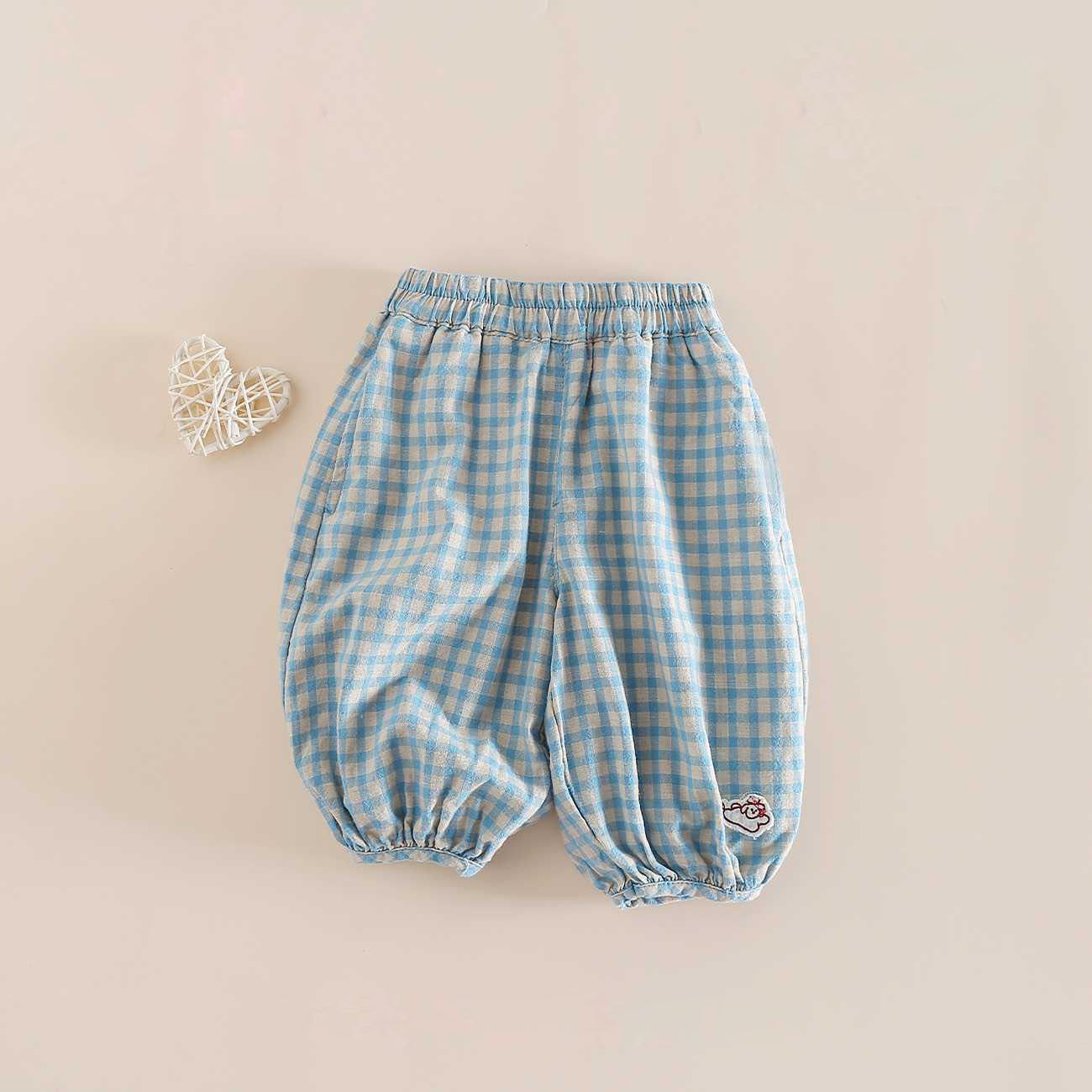 2026夏季新款幼儿园儿童女宝宝收口休闲裤格子纯棉七分裤中小童夏